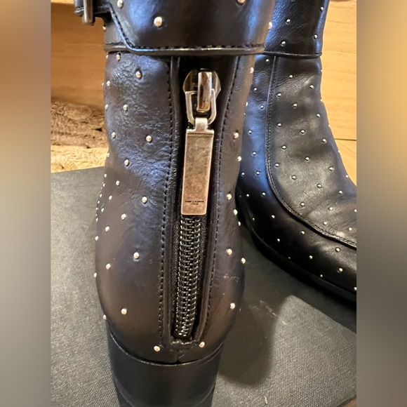 SAINT LAURENT | YSL Black Studded Leather Ankle Boots - Picture 5 of 11